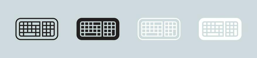 teclado icono conjunto en negro y blanco. tipo dispositivo señales vector ilustración.