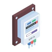 An isometric icon of watt meter vector