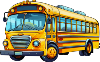 school- bus illustraties artistiek plezier, ai gegenereerd png