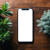 Phone Screen Mockup with Decor Element Stylish Arrangement, ai generated png