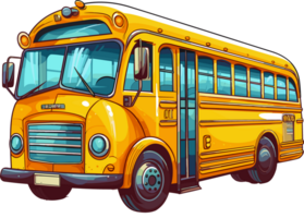 school- bus illustraties hand- getrokken geluk, ai gegenereerd png