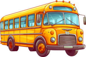 Playful School Bus Cartoons Hand Drawn, ai generated png