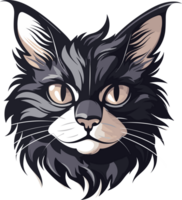 negro gato cabeza dibujos animados ilustración arte, ai generado png