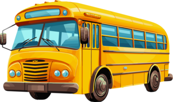 mão desenhado escola ônibus desenho animado arte, ai gerado png