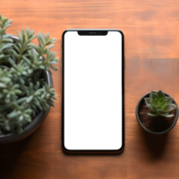 Phone Screen Mockup with Plant Accent, ai generated png