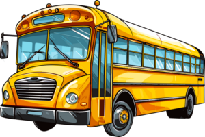 School Bus Cartoon Hand Drawn Art, ai generated png