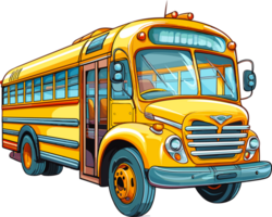 School Bus Cartoon Hand Drawn, ai generated png