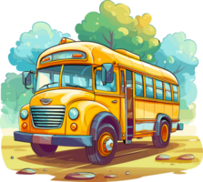 fantasifull skola buss illustration hand ritade, ai genererad png