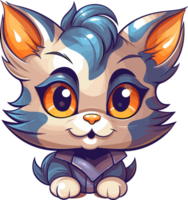 adorable linda gato cabeza dibujos animados arte, ai generado png