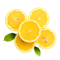 Top View Flat Lay of Fresh Lemon Slices Citrusy Delight, ai generated png