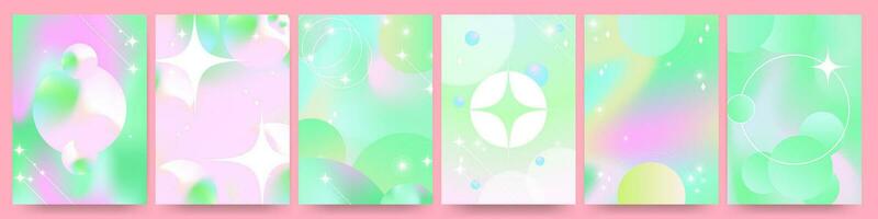 Beautiful Yellow and Blue Pastel Gradient Poster Sets with geometric element design with copy space. Vector Illustration. EPS 10.