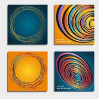 Set of four beautiful abstract backgrounds.Abstract flash light circles. Vector illustration.