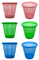 3D rendering of laundry plastic basket, tall basket in front and top view png