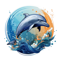 Cartoon Dolphin No Background Image Applicable to any context Perfect for Print on Demand Merchandise png