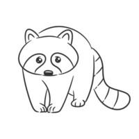 Cute raccoon is walking alone for coloring vector