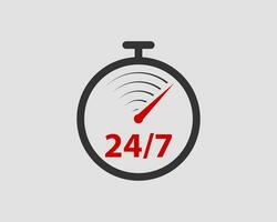 24 to 7 icon vector. 24 hour service clock. vector