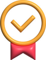 3d gerendert Medaille Belohnung Bewertung Rang verifiziert Qualität Abzeichen Symbol png