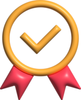 3d rendu médaille récompense évaluation rang vérifié qualité badge icône png