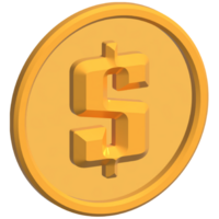 3d rendered dollar money icon in gold color png