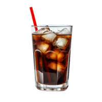 glass of cola with ice on a transparent background png