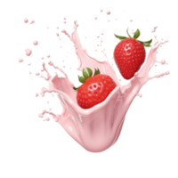 strawberry splash with milk on transparent background png