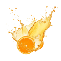 laranja suco respingo com laranja fatias em transparente fundo png