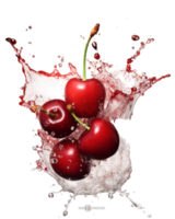 cherries falling into water with splash png