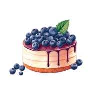 blåbär cheesecake vattenfärg illustration png