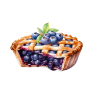 blueberry pie watercolor illustration png