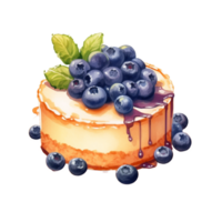 blåbär cheesecake vattenfärg illustration png