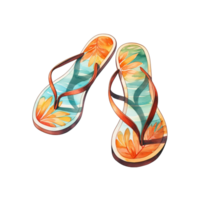 watercolor flip flops with orange and blue png