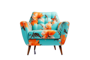 a chair with a floral pattern on it png