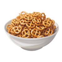 a bowl of pretzels on a white background png