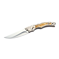 un cuchillo con un oro encargarse de en un transparente antecedentes png