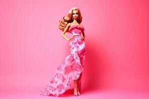 barbie doll on pink background with pink background photo