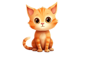 an orange watercolor kitten sitting on a white background png