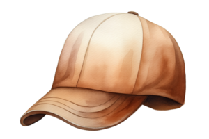 une marron aquarelle base-ball casquette sur une transparent Contexte png