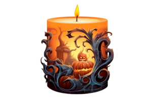 vela de halloween aquarela png