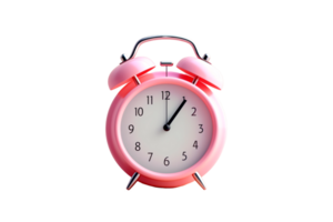 3d pink alarm clock on transparent background png