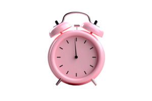 3d pink alarm clock on transparent background png