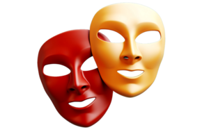 twee rood en geel maskers 3d renderen png