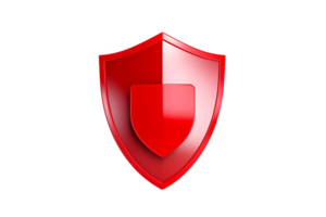 3d red shield icon on transparent background png