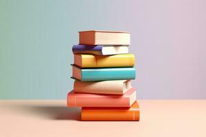 stack of books on a colorful background photo