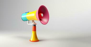 3d colorful megaphone on a white background photo