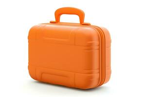 3d orange suitcase on a white background photo