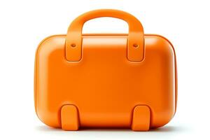3d orange suitcase on a white background photo