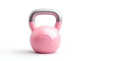 3d pink kettlebell isolated on white background photo