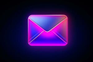 3d email icon with neon colors photo