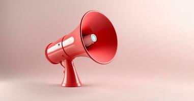 3d red megaphone on a copy space background photo