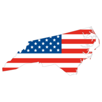 North Carolina with USA flag. USA map png